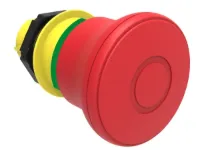 BOUTON COUP-DE-POING A ACCROCHAGE, TIRER POUR DEVER. 40mm ROUGE ISO 13850"