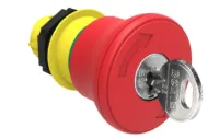 BOUTON COUP-DE-POING A ACCROCHAGE, DEVER. A CLE 40mm ROUGE