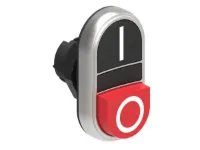 B.P. DBLE TOUCHE 1 DEPASSANT ET 1 AFFLEURANT PLASTIQUE A INTERMITTENT AVEC 'I-O' NOIR/ROUGE