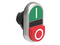 B.P. DBLE TOUCHE 1 DEPASSANT ET 1 AFFLEURANT PLASTIQUE A INTERMITTENT AVEC 'I-O' VERT/ROUGE