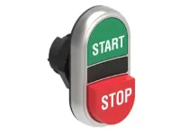 B.P. DBLE TOUCHE 1 DEPASSANT ET 1 AFFLEURANT PLASTIQUE A INTERMITTENT AVEC 'START-STOP' VERT/ROUGE