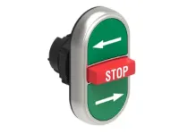 B.P. TRIPLE TOUCHE 2 AFF. ET 1 DEP. A IMPULS. PLASTIQUE AVEC 'FLECHE D/STOP/FLECHE G' V/R/V