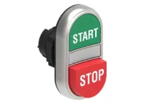 B.P. DBLE TOUCHE ILLUMINE A INTERMITTENT 1 AFFLEURANT ET 1 DEPASSANT AVEC 'START/STOP' VERT/ROUGE