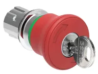 BOUTON COUP-DE-POING METAL. 40mm A CLE 421E ROUGE
