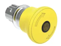 BOUTON COUP-DE-POING ILLUM. METAL. MOMENT. 40mm TOURNER JAUNE