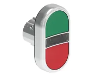 BOUTON DBLE TCHE ILLUM. AFF. METAL. MOMENT. VERT/ROUGE