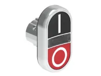 BOUTON DBLE TCHE ILLUM. AFF. METAL. MOMENT. AVEC 'I-O' NOIR/ROUGE