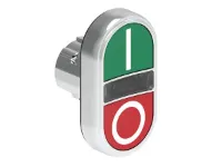 BOUTON DBLE TCHE ILLUM. AFF. METAL. MOMENT. AVEC 'I-O' VERT/ROUGE