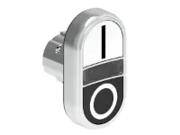 BOUTON DBLE TCHE ILLUM. AFF. METAL. MOMENT. AVEC 'I-O' NOIR/NOIR
