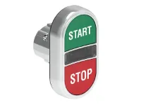 BOUTON DBLE TCHE ILLUM. AFF. METAL. MOMENT. AVEC 'START/STOP' VERT/ROUGE