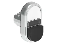 BOUTON DBLE TCHE 1 AFF. &amp; 1 DEPAS. METAL. MOMENT. BLANC/NOIR