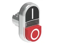 BOUTON DBLE TCHE 1 AFF. &amp; 1 DEPAS. METAL. MOMENT. AVEC 'I-O' NOIR/ROUGE