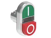 BOUTON DBLE TCHE 1 AFF. &amp; 1 DEPAS. METAL. MOMENT. AVEC 'I-O' VERT/ROUGE