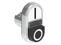 BOUTON DBLE TCHE 1 AFF. &amp; 1 DEPAS. METAL. MOMENT. AVEC 'I-O' BLANC/NOIR