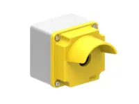 BOITIER EN METAL 1 TROU AVEC PROTECTION JAUNE