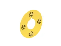 DISQUE JAUNE 60mm SYMBOLE ARRET D'URGENCE IEC 6041