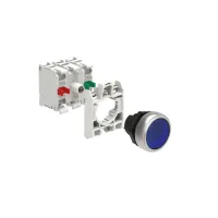 B.P. LUM. A INTERMIT. AFFLEURANT PLASTIQUE BLEU AVEC EMBASE DE FIXATION  1NO+1NF DEL 24V
