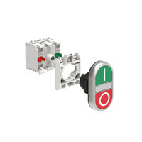 ILLUM. DBLE P.B. FLUSH PLASTIC MOMENT. W/'I-O' GREEN/RED W/MTG ADAPTER 1NO+1NC LED 120V