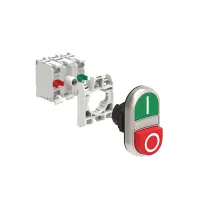 B.P. DBLE TOUCHE ILLU A INTER 1 AFF ET 1 DEP AVEC 'I-O' VERT/ROUGE AVEC EMB. DE FIX 1NO+1NF DEL 230V