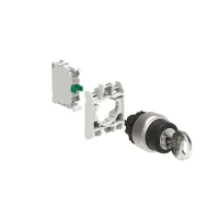 SELECTEUR A SERRURE 2 POS AVEC EXTRACTION CLE A GAUCHE AVEC EMB. DE FIX. ET 1 ELEM. DE CONTACT 1NO