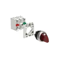 SELECTEUR LUMINEUX A MANETTE 3 POS ROUGE AVEC EMBASE DE FIXATION  1NO+1NF DEL 120V