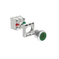 B.P. ILLUM. AFFLEURANT METAL. MOMENT. VERT AVEC EMBASE DE FIXATION. 1NO+1NF DEL 120V