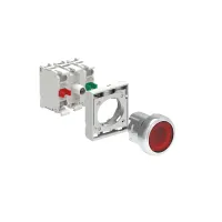 B.P. ILLUM. AFFLEURANT METAL. MOMENT. ROUGE AVEC EMBASE DE FIXATION. 1NO+1NF DEL 120V