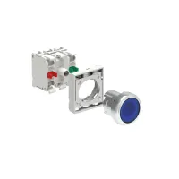 B.P. ILLUM. AFFLEURANT METAL. MOMENT. BLEU AVEC EMBASE DE FIXATION. 1NO+1NF DEL 120V