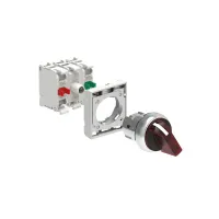 SEL. ILLUM. METAL. 2 POS. STABLE ROUGE AVEC EMBASE DE FIXATION 1NO+1NF DEL 24V