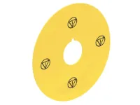 DISQUE JAUNE 90mm AVEC SYMBOLE D'URGENCE ISO 13850